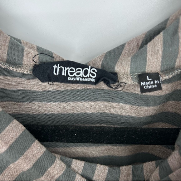 Threads by Saks Fifth Avenue Striped Green and Tan Women's Shirt - Picture 3 of 3